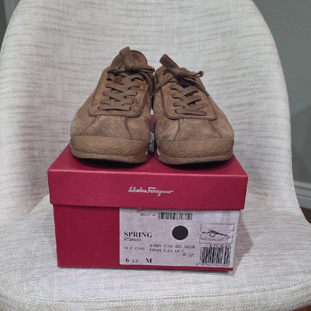 Salvatore Ferragamo Tan Suede Lace-Up Shoes